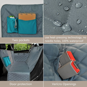 Dog Car Rear Back Seat Cover- Waterproof Pet Carrier-  Mat Hammock Cushion Protector With Zipper And Pockets